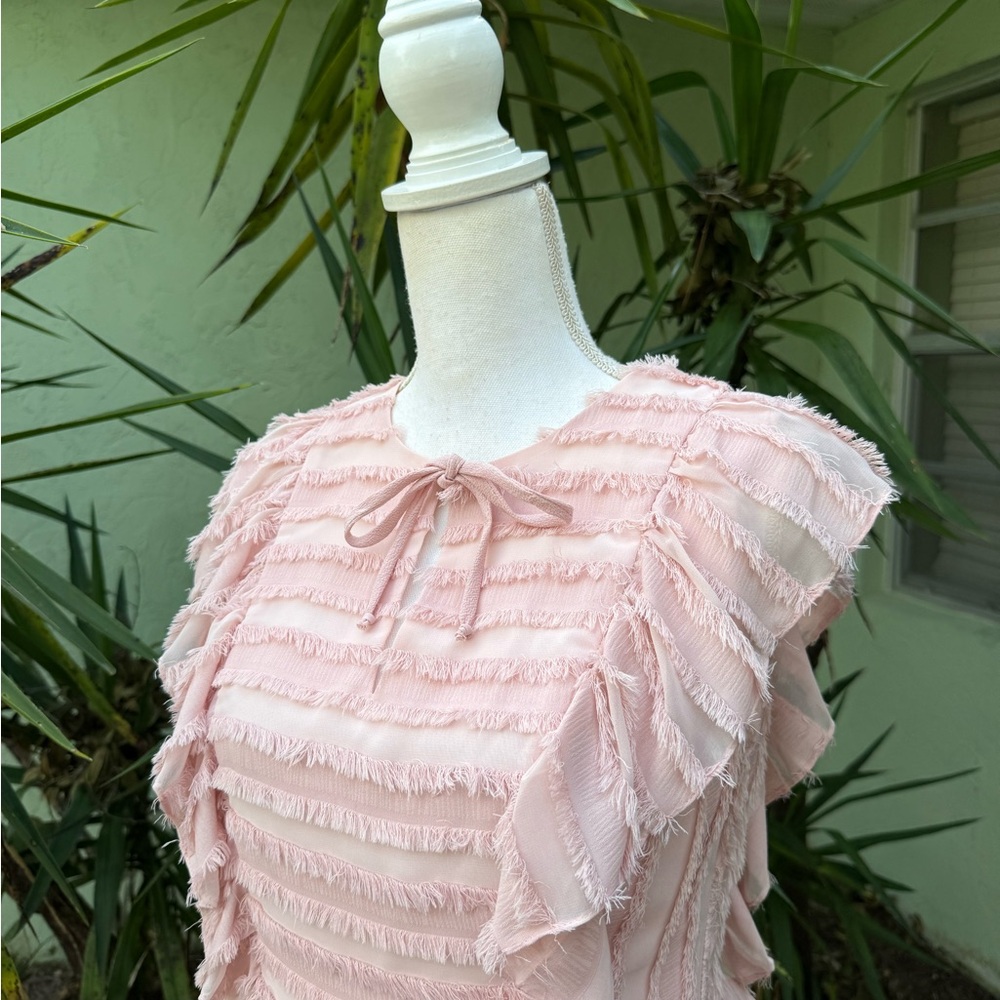 Waverly Grey Pink Ruffle Top - Picture 4 of 11